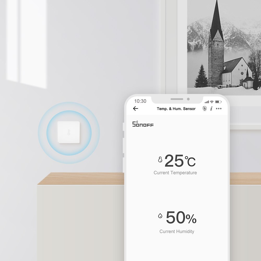 Sonoff snzb -02 -  zigbee temperatur- og fugtighedssensor fungerer med sonoff zigbee bridge i realtid datatjek via ewelink app