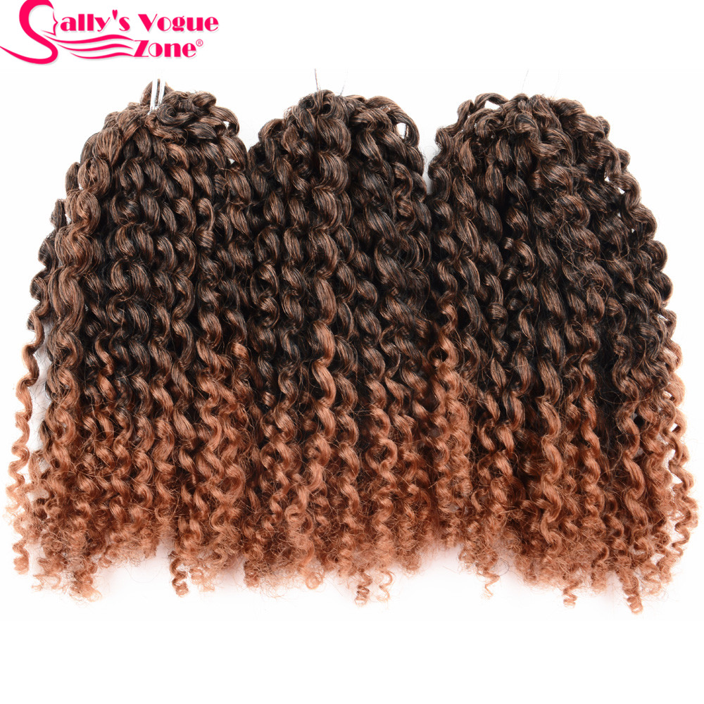 3pcs/set 8Inch Sallyhair Synthetic Marley Braids Crochet Braid Hair Ombre Black Dark Brown Jumbo Braiding Hair Extensions