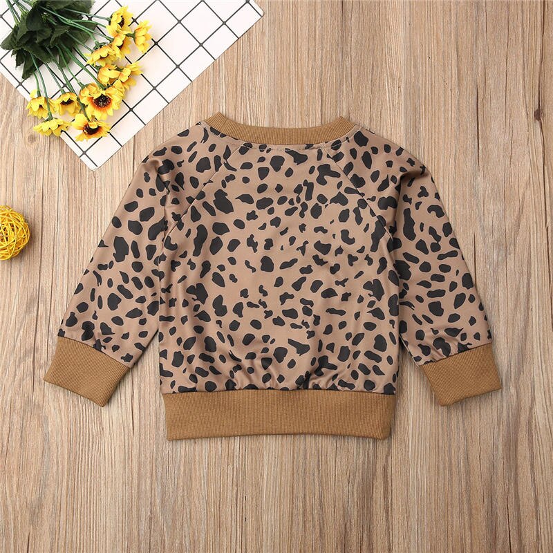 0-2T Bambino Ragazze Top Infantile Del Capretto Manica Lunga Leopard Camicetta Bambino Del Bambino Dei Bambini Pullover Top Vestiti Delle Ragazze di Autunno