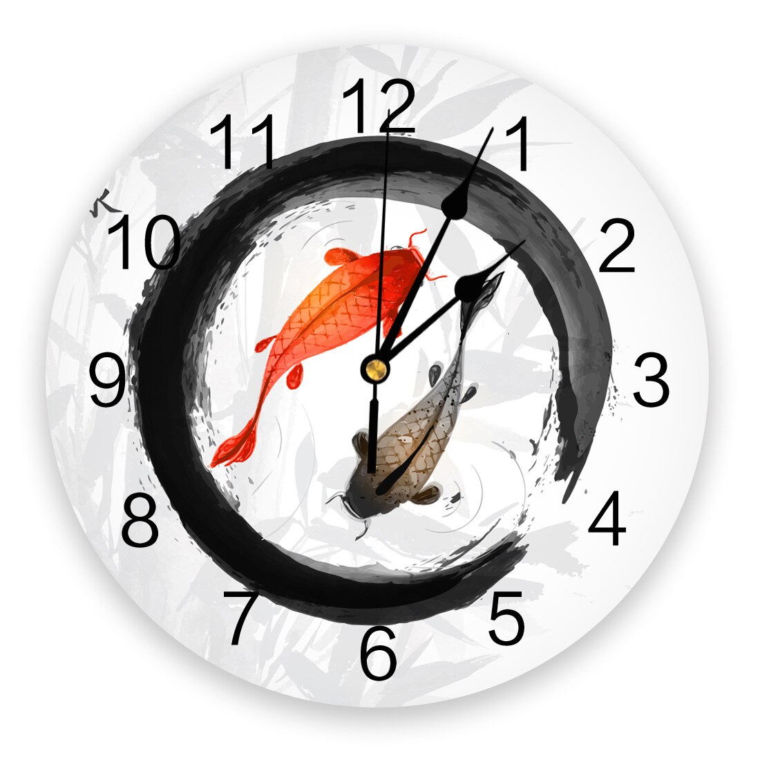 Horloge murale en pvc effet encre, motif plante et fleur, horloge numérique, décoration d'intérieur, décoration de salon moderne: Lex 01601 ckaz 1