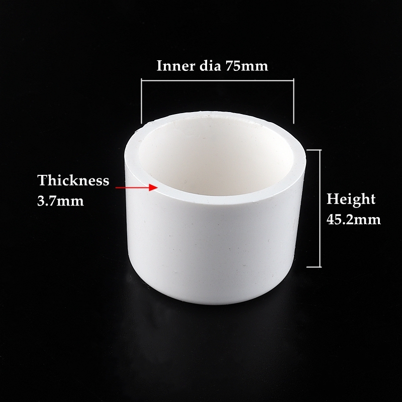 5Pcs Size 63~110mm PVC Water Supply Pipe End Plug Connector Irrigation System Plastic End Cap Fittings Watering White Parts: 75mm inner dia