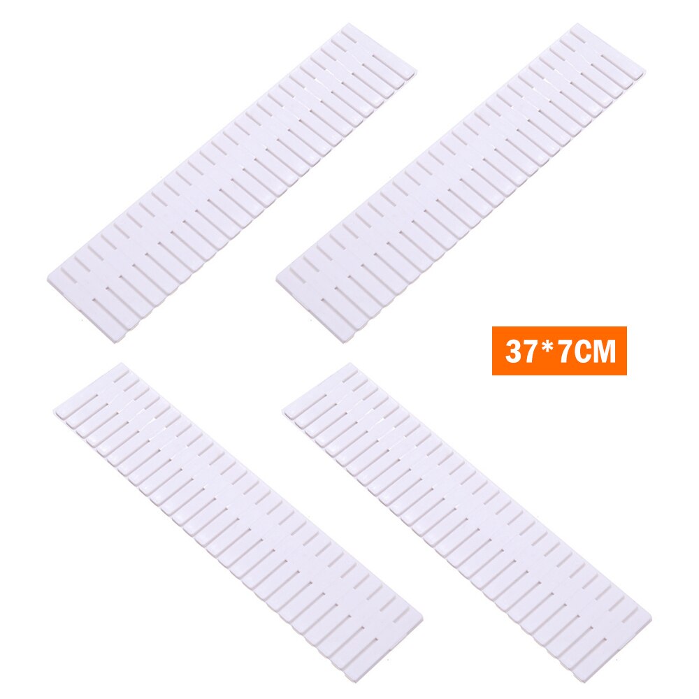 4pcs Drawer Divider Adjustable Plastic Free Combination Partition Storage Shelves Organizer Underwear Socks Makeup Clapboard: S white 4pcs