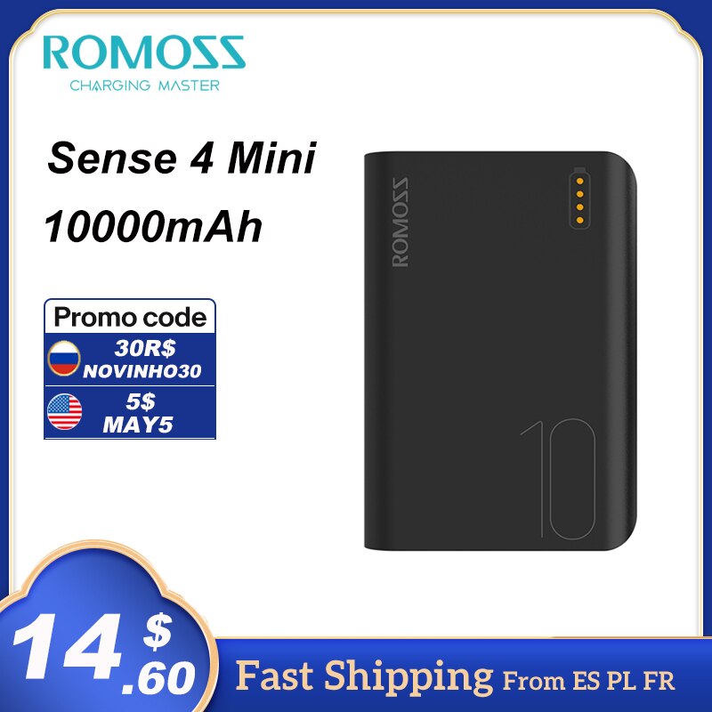 Romoss Sense4 Mini Power Bank 10000Mah Powerbank Krachtige Lading Draagbare Externe Batterij Oplader Voor Iphone Voor Xiaomi Telefoon