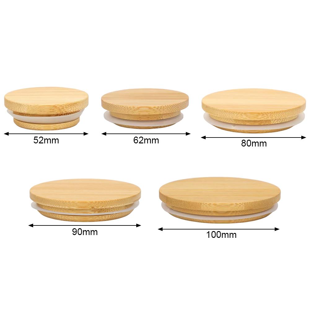 52/62/72/80/90/100mm ronde houten deksels voor weckpotten, flessen, inmaakpotten, bewaarpotten, siliconen afsluitdop, houten deksel met brede opening, herbruikbaar deksel