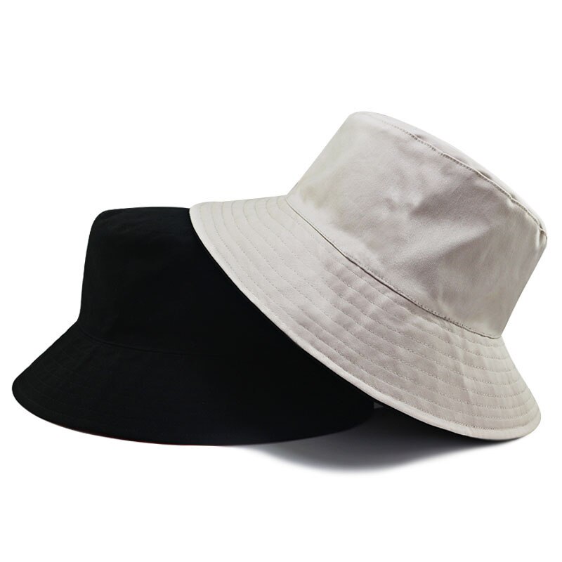 Big Size Bucket Hats Plus Size Man Hat Large Head Outdoor Panama Caps Cotton Huge Fisherman Hats 56-59cm 59-64cm: black beige  / 56-59cm