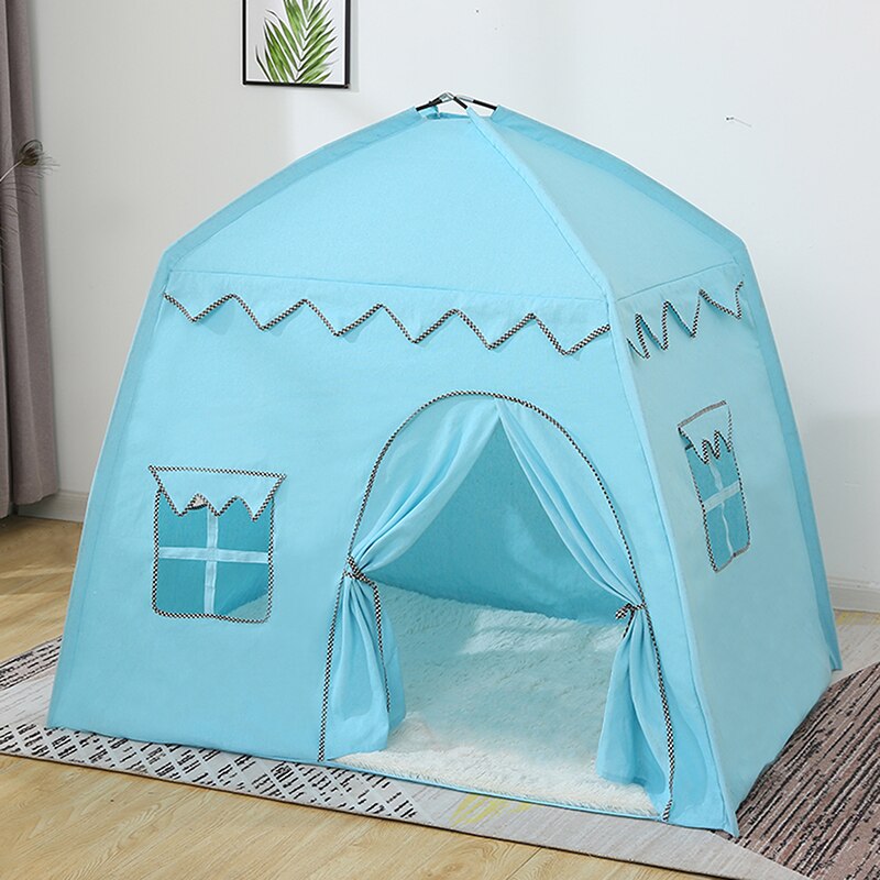 Portable Children&#39;s Tent Wigwam Folding Kids Tents Tipi Baby Play House Large Girls Pink Princess Castle Child Room Decor Tent: Blue Flower