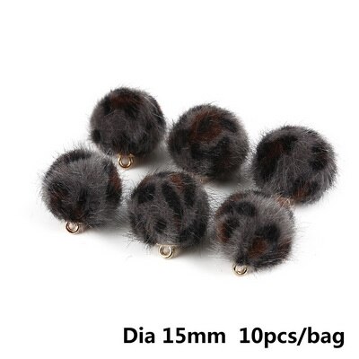Colorful 15mm Diameter Leopard Pattern Hair Ball Pendant Leopard Print Button Fur Covered Beads Color Cloth Ball: 05 10pcs