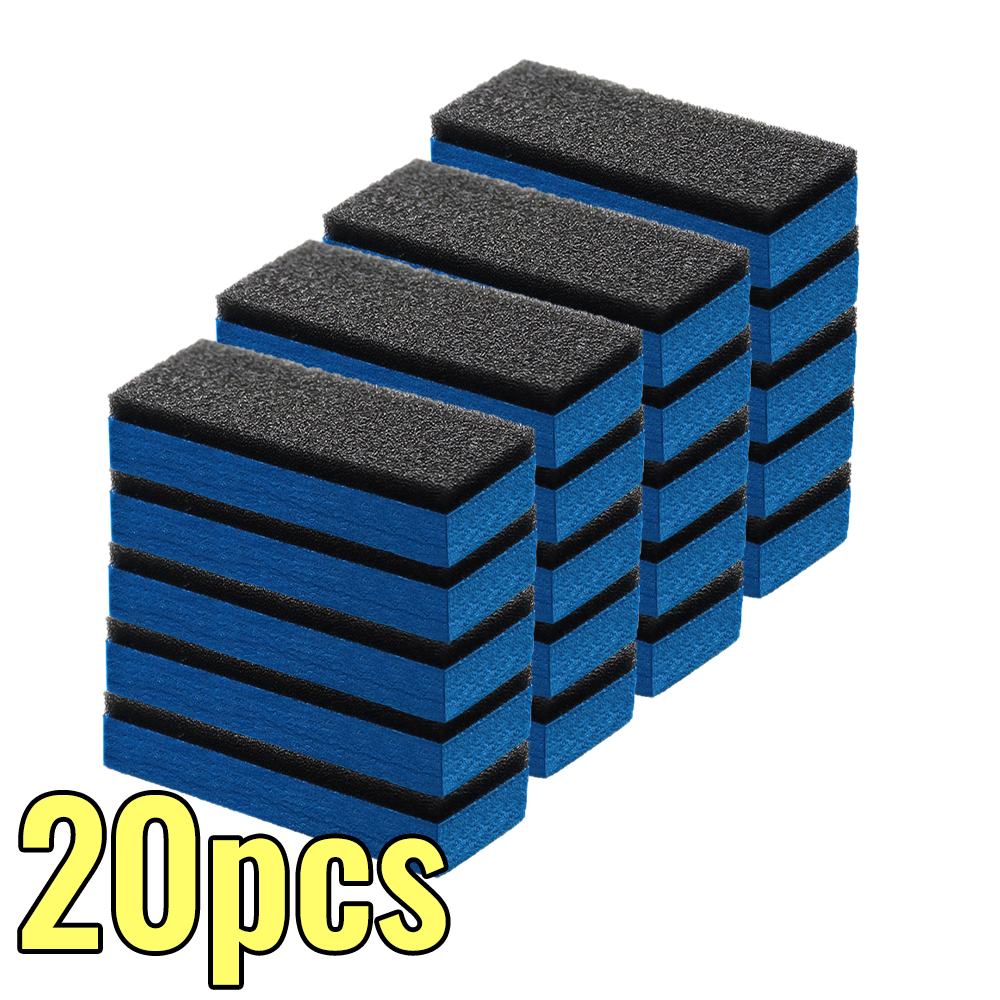 5/10/20/30 Uds. Esponja aplicadora de revestimiento cerámico para coche, esponjas para capa de cera Nano de vidrio, esponja cuadrada azul y accesorio de limpieza de tela: Azul