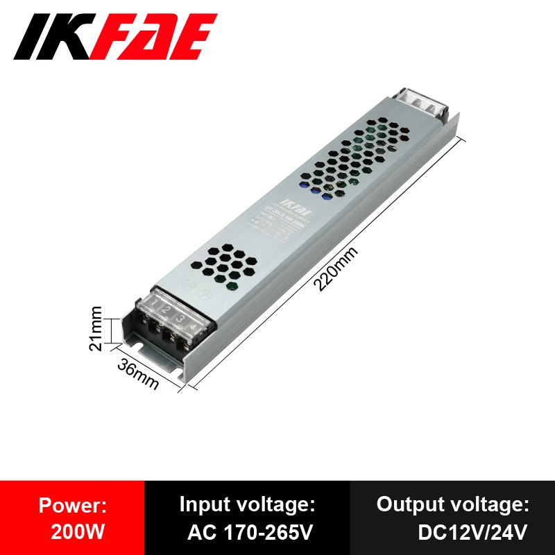 Alimentation LED 12V 24V, 60W 100W 200W 300W 400W 500W, transformateur AC/DC Ultra fin, convertisseur de pilote LED pour éclairage de bande LED: Or / 24V