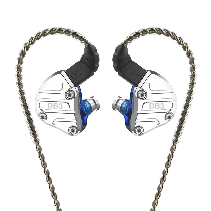 NICEHCK DB3 1BA + 2DD hybride 3 unités de pilote dans l'oreille écouteur moniteur en cours d'exécution Sport écouteur HIFI casque écouteurs IEM DJ Stage 2Pin: Blue no mic