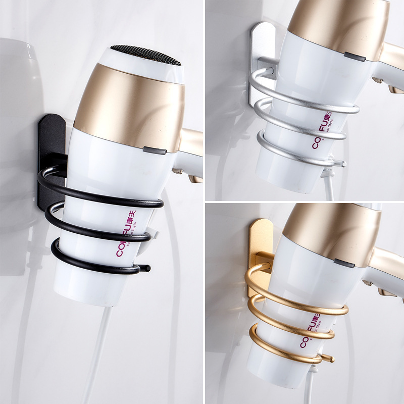 Perforated Space Aluminum Hair Dryer Holder Wall-mounted Household Bathroom Storage Shelf
