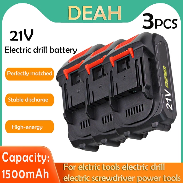 21v 1500 mah elektrisk borr li-ion litium uppladdningsbara batterier för sladdlös skruvmejsel handborr tillbehör för elverktyg: 3 st