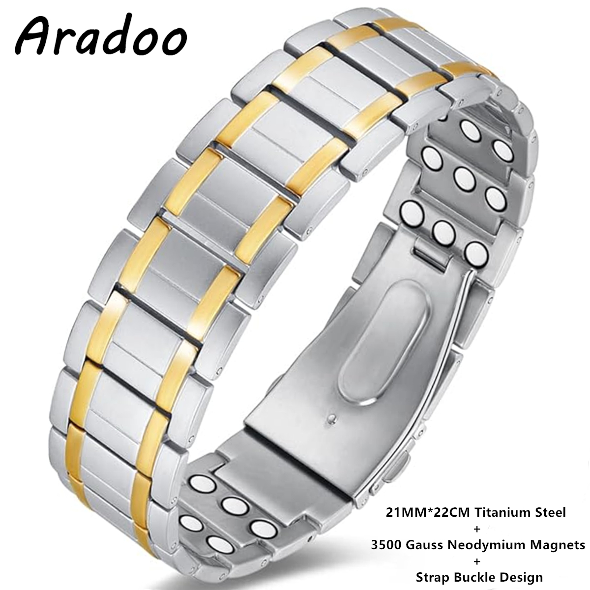 ARADOO koperen armband voor heren titanium staal 3x sterkte magnetische premium vouwsluiting armbanden: Kobalt Violet