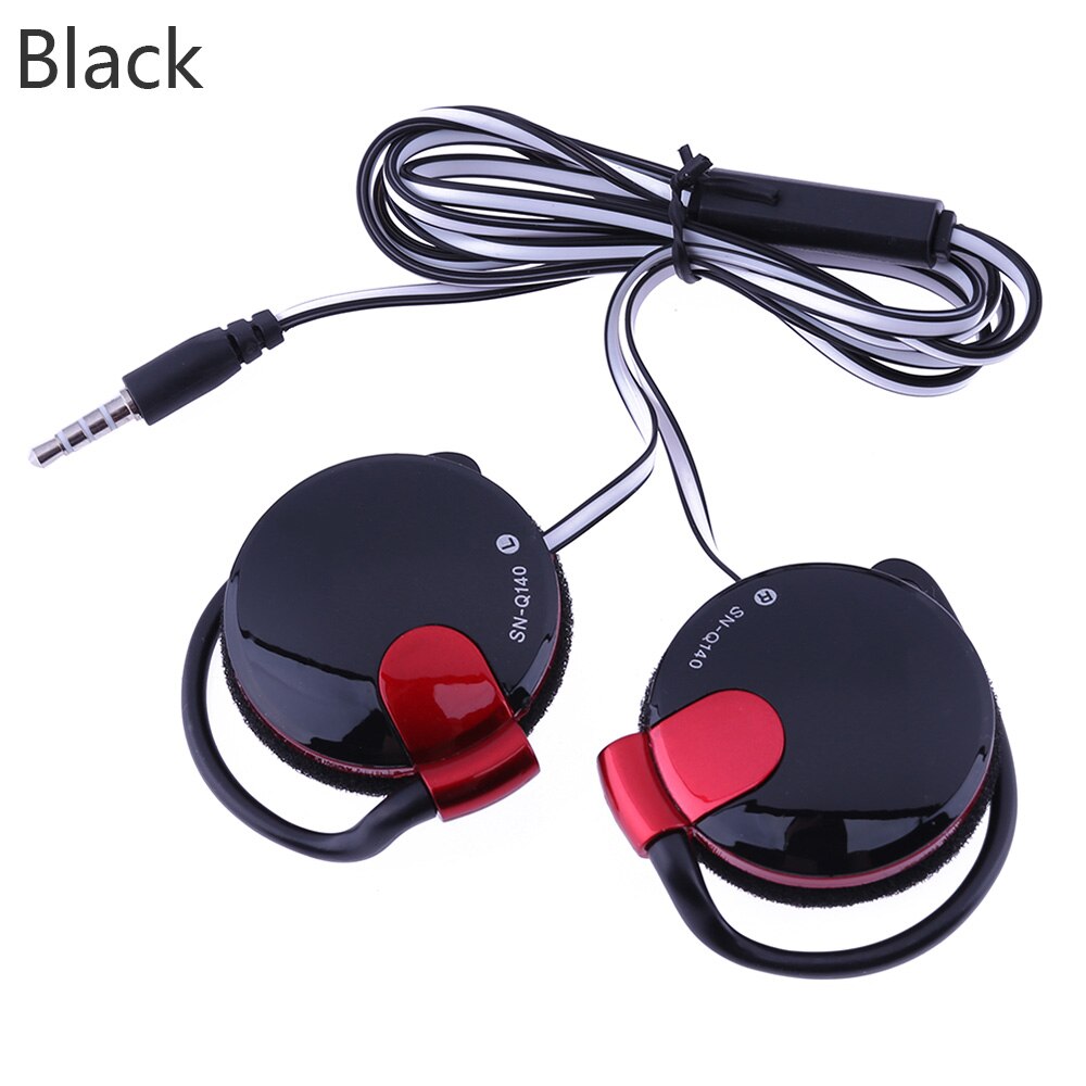 3.5mm bedrade headset oorhaak sport super bass hoofdtelefoon bas oortelefoon voor  mp3 spelers computer mobiele telefoon: Zwart