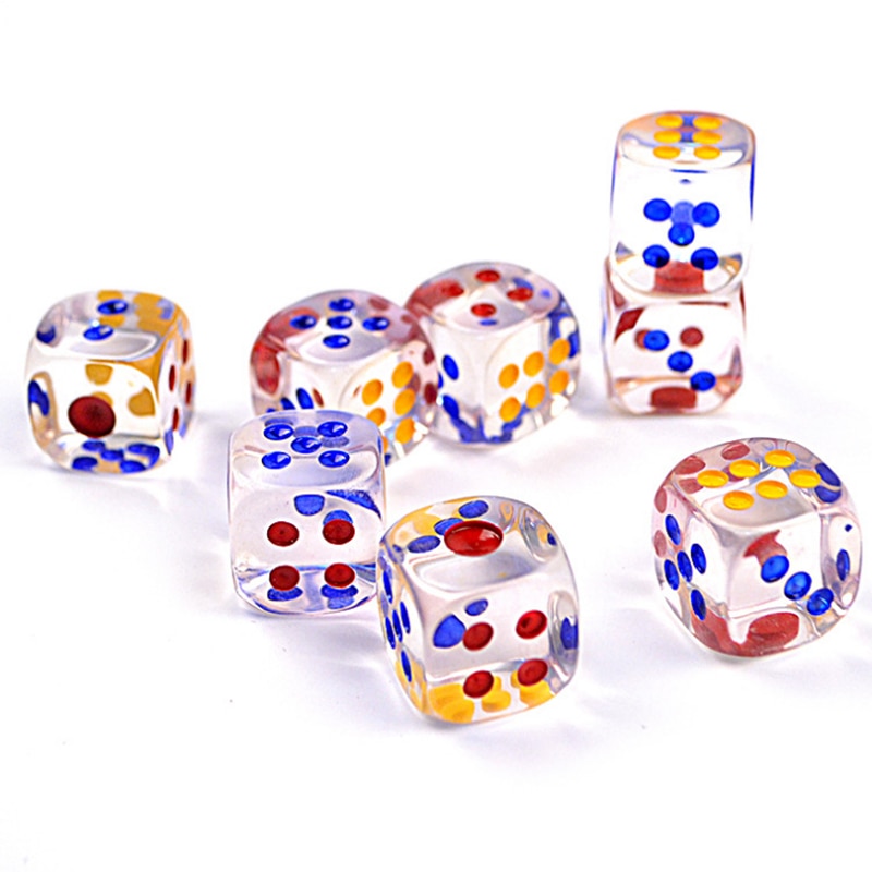 2Pcs Cube Dice 20mm Anti-stress Dice Transparent Dices for Board Game Bar Cambling Playing Game Cube Toys for Children Adults