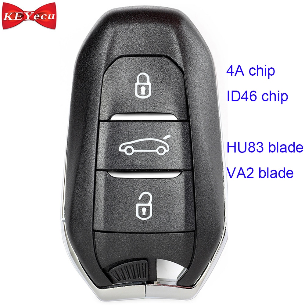 KEYECU for Peugeot 208 301 308 4008 508 3008 5008 for Citroen C-Quatre Smart Remote Key Fob 434MHz 4A/ ID46 Chip HU83/ VA2 Blade