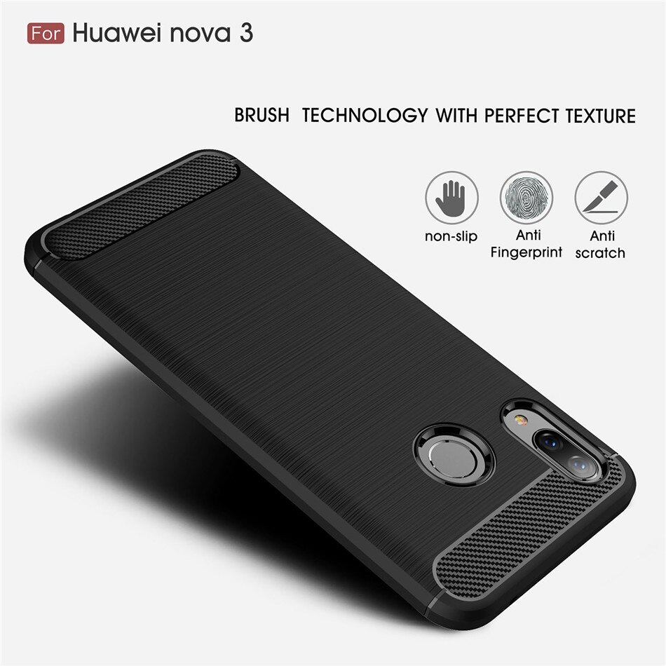 Siliconen Case Voor Huawei Nova 3 3i Nova 3E Shockproof Gemonteerd Carbon Fiber Soft Tpu Telefoon Cover Voor Huawei Nova 3i Case