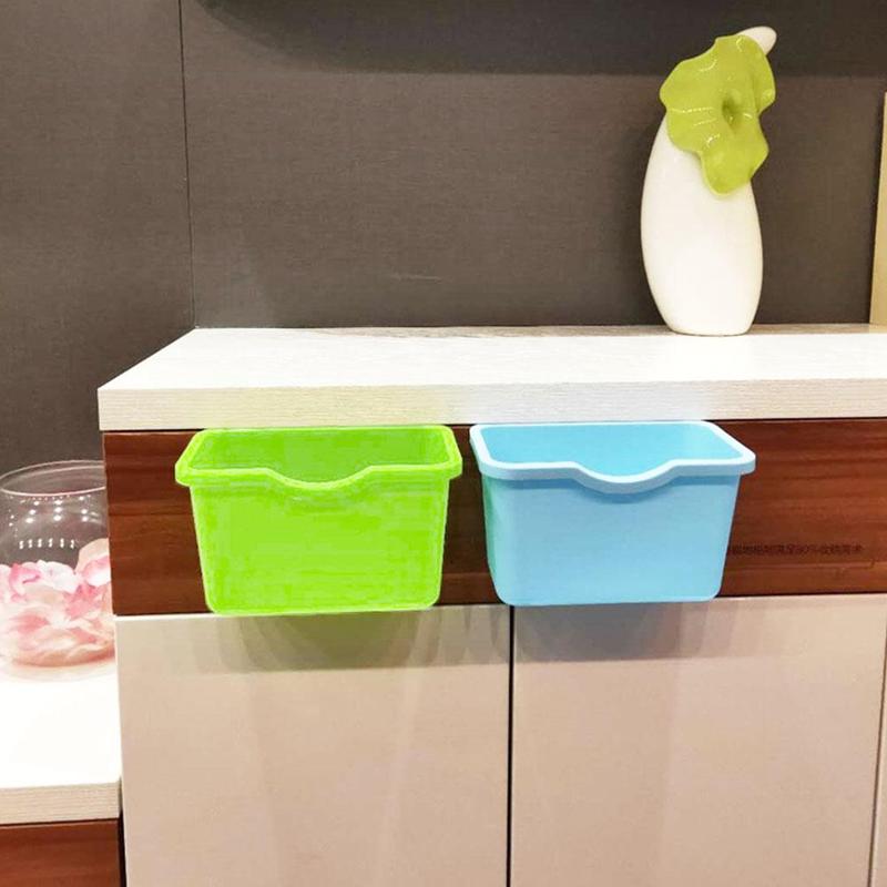 1Pc Hanging Trash Can Kitchen Cabinet Door Plastic Basket Hanging Trash Waste Dump Bin Desktop Storage Garbage Storage Box