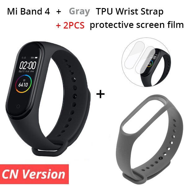 Original Xiaomi Mi Band 4 Smart Bracelet 3 Color AMOLED Screen Miband 4 Fitness Traker Bluetooth Smartband: CN n Gray Starp