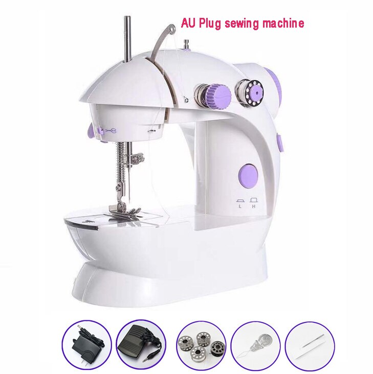 Tragbare Nähmaschine Cordless Mini Handheld Elektrische Nähmaschine Schnell Crafting Ausbessern Maschine mit Fuß Pedal: AU plug