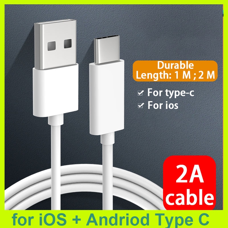 Câble USB Ultra Long Type C pour recharge, cordon de chargeur pour iphone 11 X XR XS MAX 5 6 7 8 Plus Huawei P40 P30 Samsung S20 S10 S9, 1M 2M