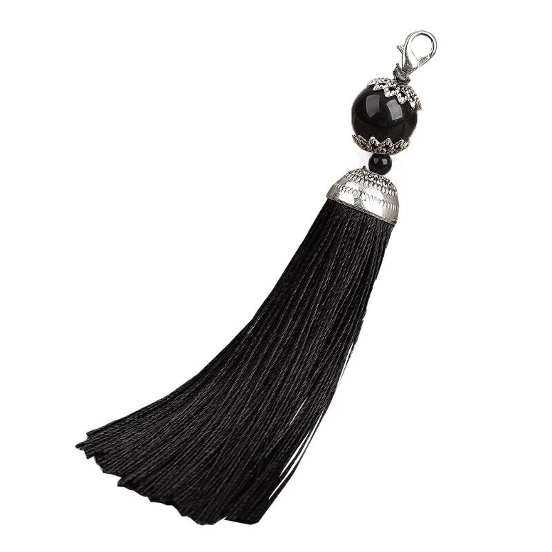 Handgjorda buddha pärldisk dekoration polyester tofsar med hängande ring siden  r9jf: 1