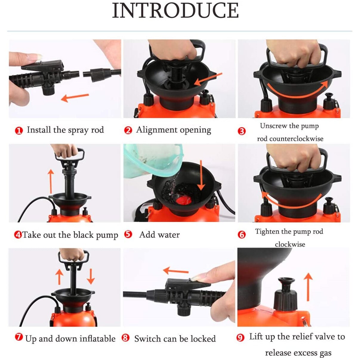 Knapsack Garden Sprayer 5L Hand Pressure Sprayers Spray Bottle for Yard Lawn Gardening Adjustable Air Pump Water Sprayers Bottle