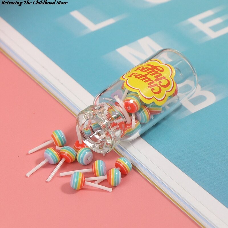 1/12 Dollhouse Miniature Eten Dessert Suiker Lollipops Met Case Houder Snoep