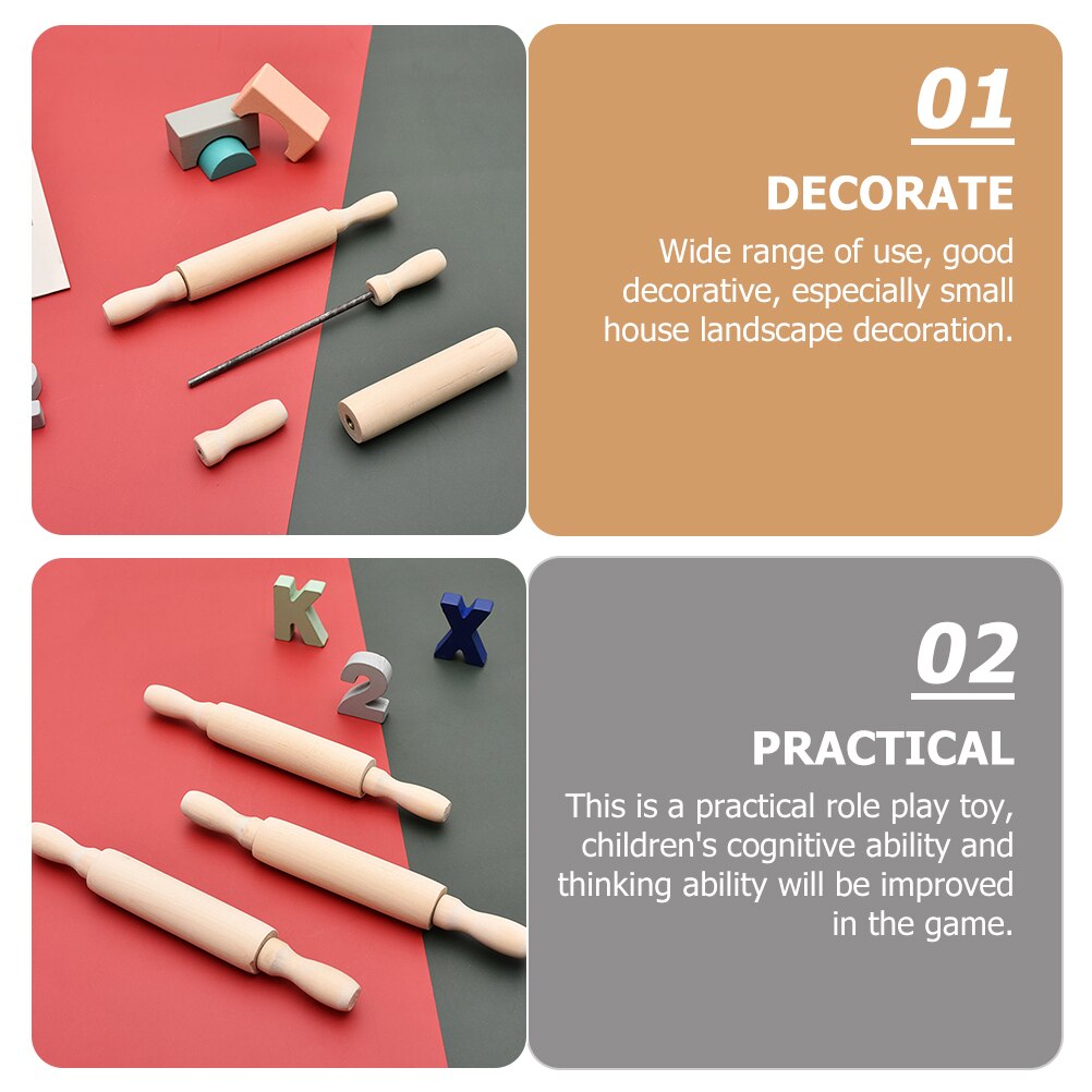 6Pcs Mini Rolling Pin Small Rolling Pin Children Kitchen Tools Mini Rolling-pins for Crafts
