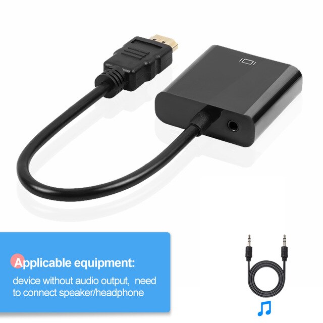 Cable adaptador HDMI compatible con VGA, convertidor de vídeo Digital a analógico para PS4, portátil y proyector, 1080P: SET 2