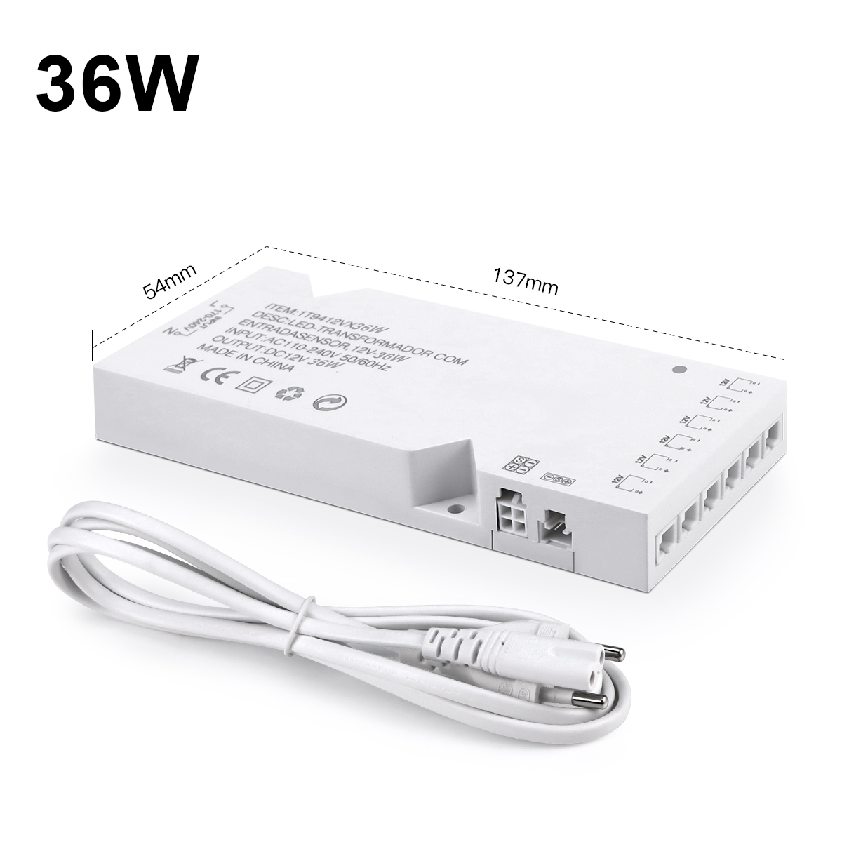 Transformador de iluminación LED DC12V 2A 3A 5A 8A, adaptador de fuente de alimentación, puerto Dupont, controlador de tira LED, bricolaje, armario para el hogar, estante de luz: Azul / 5 W