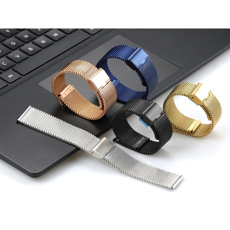Strap 20mm 22mm Stainless Steel Milanese Watch Band Women Mesh Belt Replacement Strap Black Gold Rose Gold Silver Blue for DW