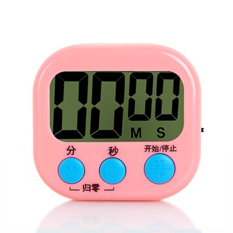 Super Thin LCD Digital Screen Kitchen Timer Square Cooking Count Up Countdown Alarm Sleep Stopwatch Temporizador Clock: pink
