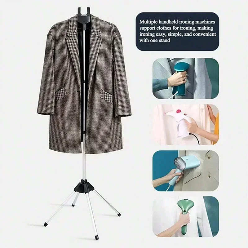 Rack telescópico para vapor de roupas, dobrável, tecido vertical, pendurado e engomar, suporte portátil para engomar a vapor, cabide de pano