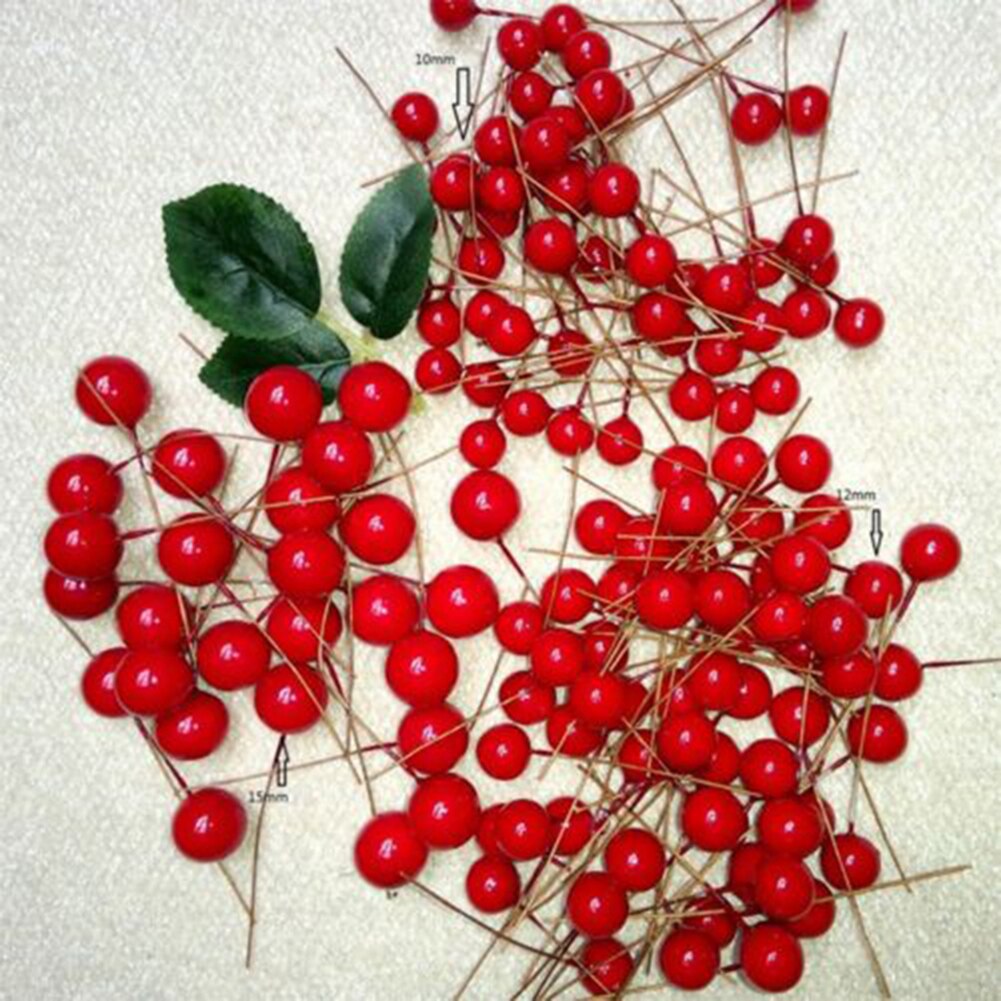 100Pcs Foam Christmas Tree Artificial Fruit Small Holly Berry Toy Party Decor