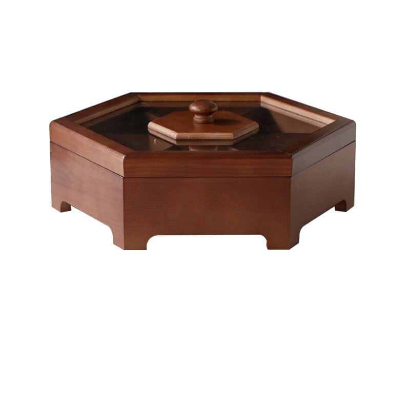 European solid wood candy box with compartment nuts snack box household wooden fruit plate melon seeds box ZM916: A
