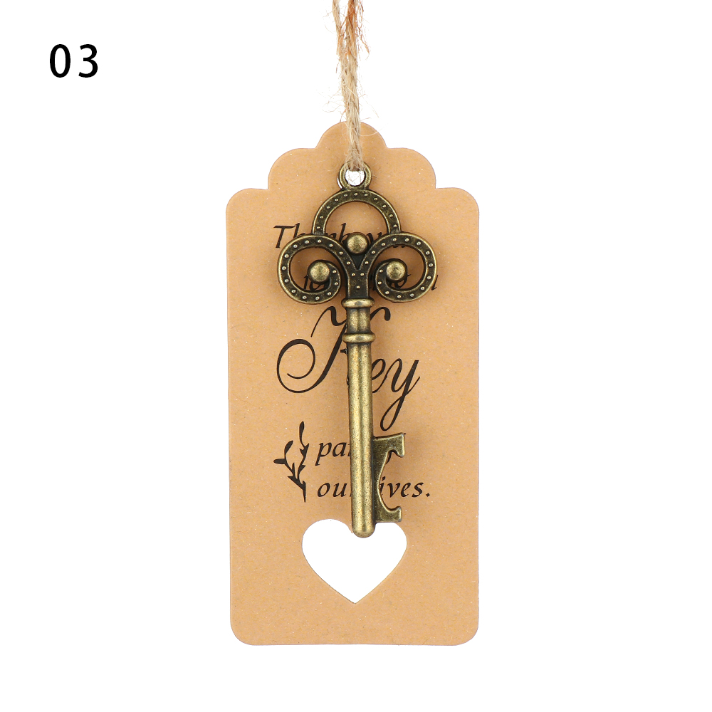 1PC Retro Key Shaped Bottle Opener Wine Keychain Souvenir Card Label Pendant Beer Opener Wedding Party Kitchen Accessories: type1-3
