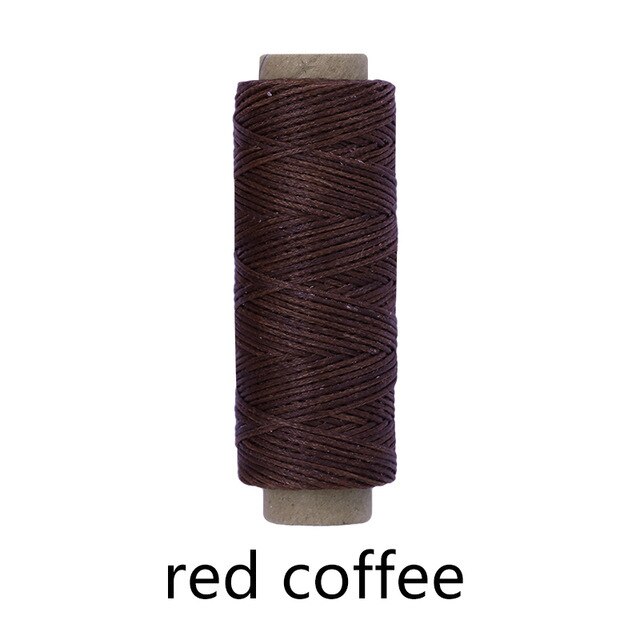 7 Color 150D 50M Leather Waxed Thread Flat Waxed Sewing Thread Wax Line Stitching Thread For Leather Craft DIY Sewing Tools: red coffee