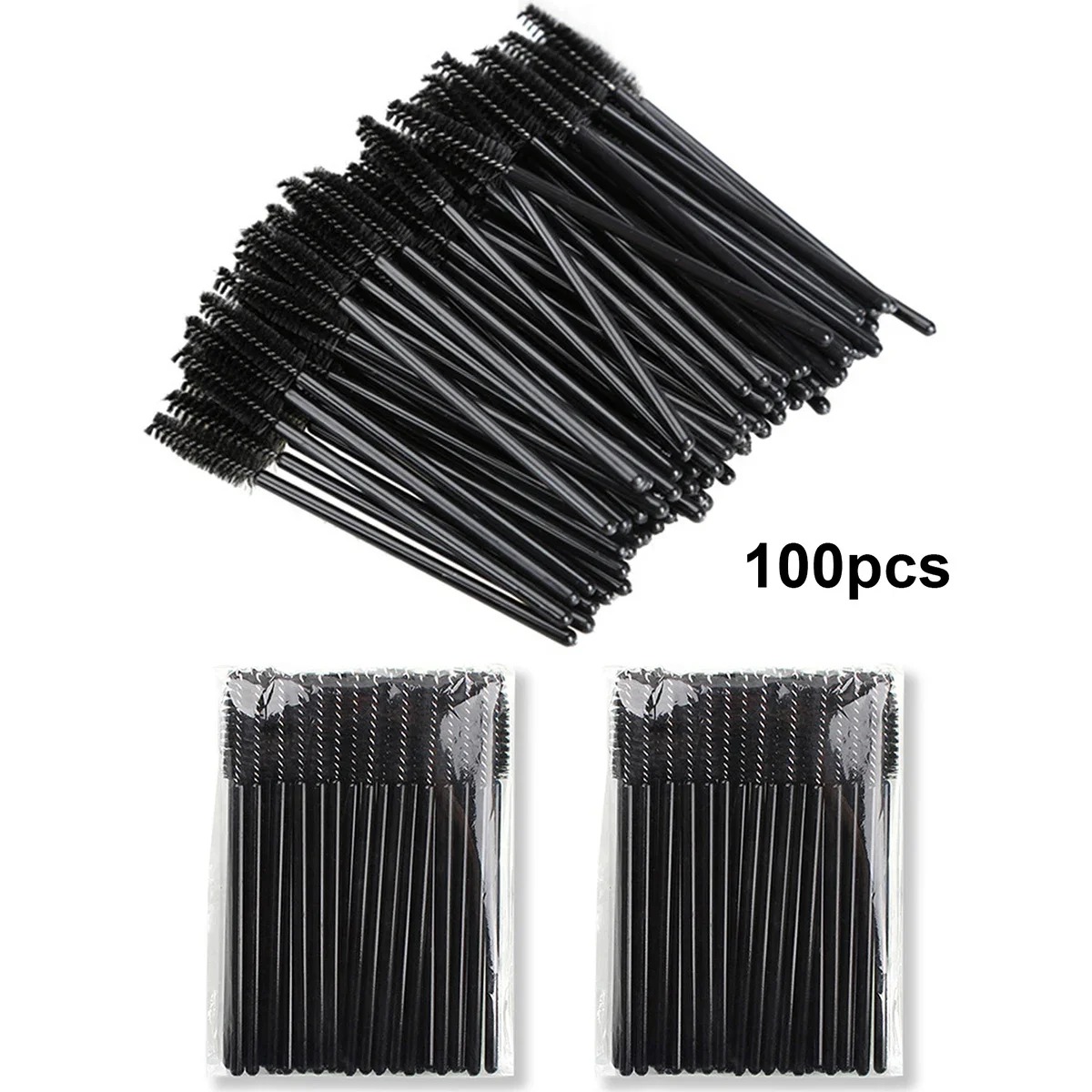 100 pçs escovas de cílios descartáveis carretéis micro lash rímel varinhas pentes atacado para extensão de cílios maquiagem ferramentas cosméticas: Dourado