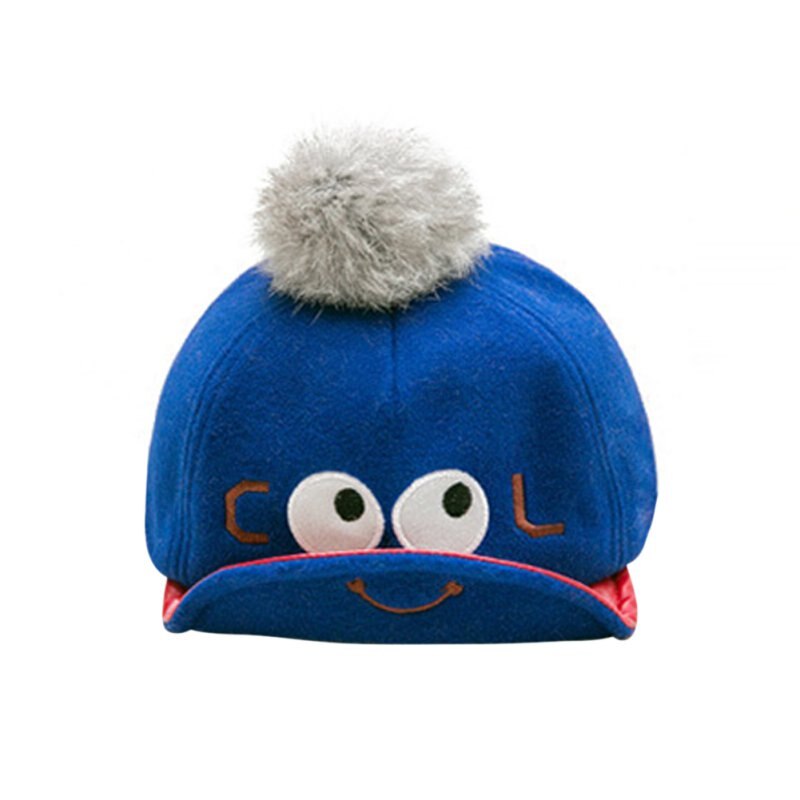 Baby peuter jongen meisje pet snapback pet pet met klep schattige oog bedrukte bontbal baseball pet 6-24m: Zl