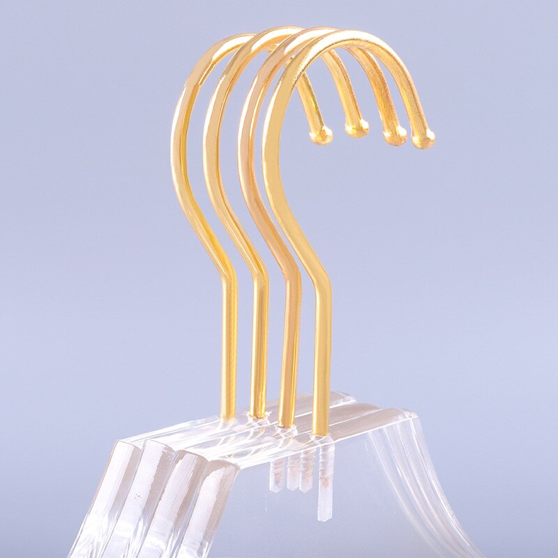Clear Acrylic Clothes Hanger with Gold Hook, Transparent Shirts Dress Hanger with Notches for Lady Kids 5 Pcs