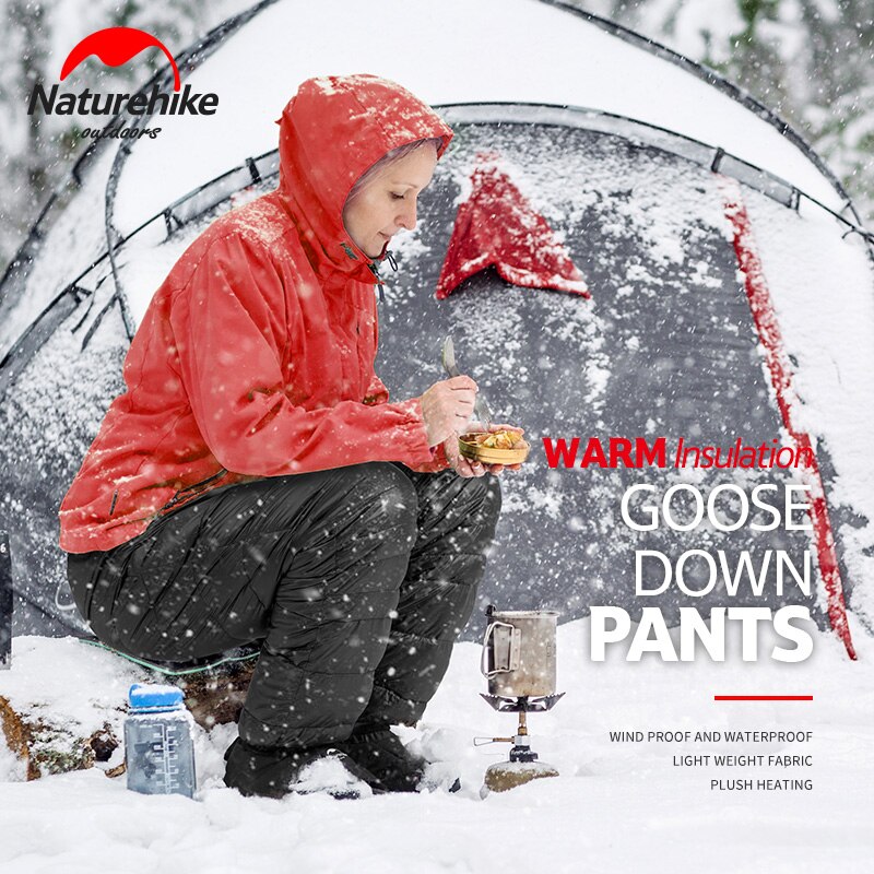 Naturehike udendørs dunbukser vandtæt slid mænd kvinder bjergbestigning camping varm vinter hvide gåsedun bukser