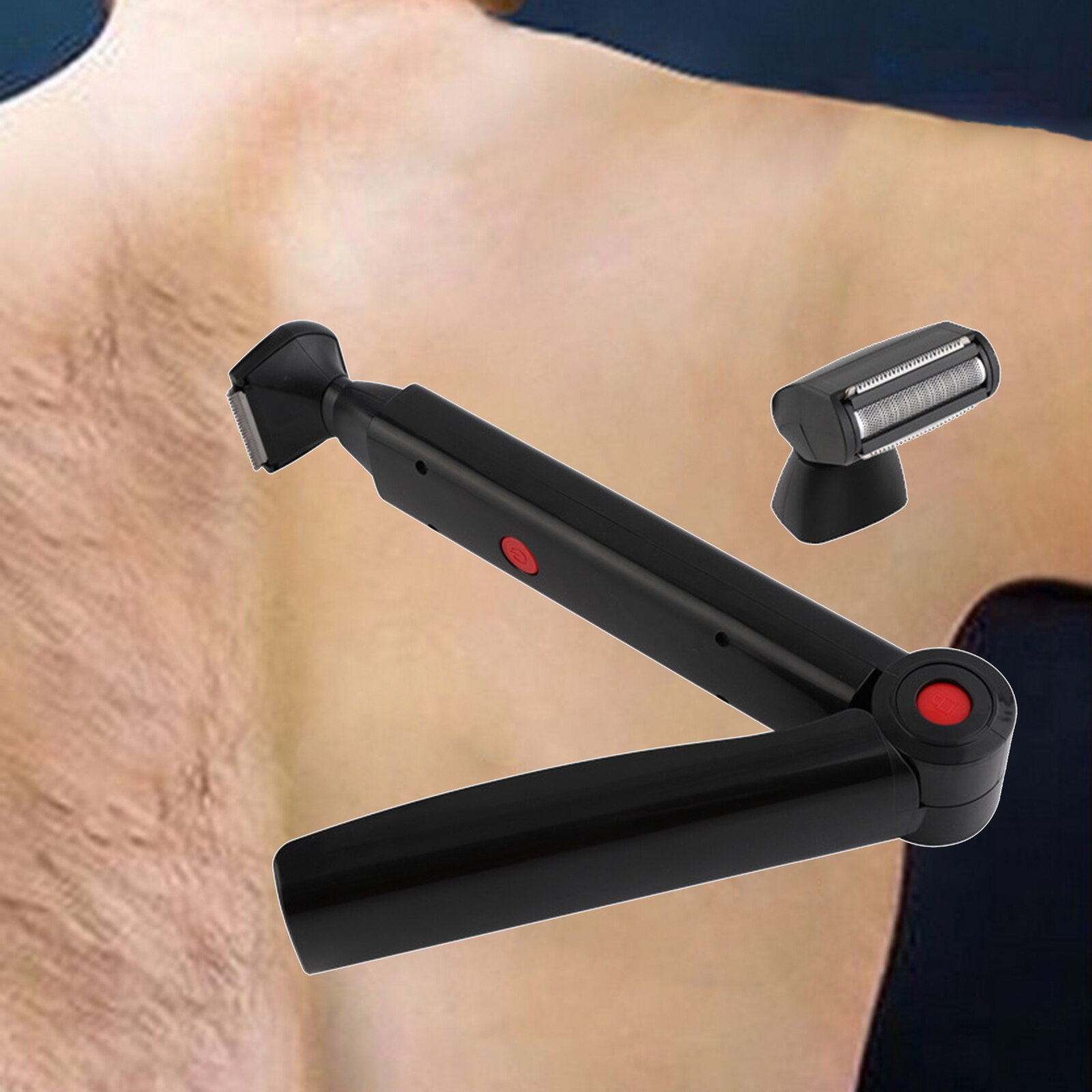 Rechargeable Foldable Back Hair Shaver Razor Trimmer Hair Removal Body Shaving Tool Groomer