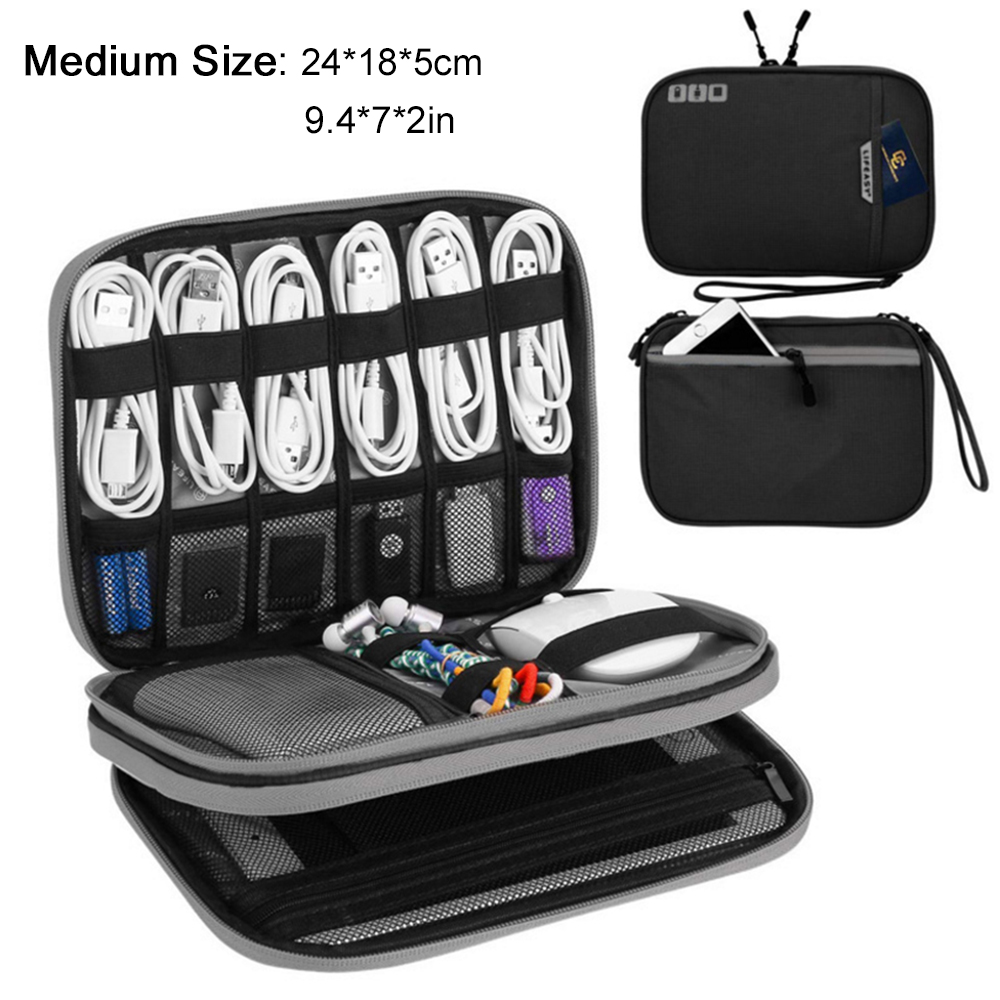 Tragbare Reiseetui für elektronische Accessoires, Kabel-Organizer-Tasche, Gerät-Tragetasche für iPad, Kabel, Strom, USB-Blitz-Laufwerk, Ladegerät
