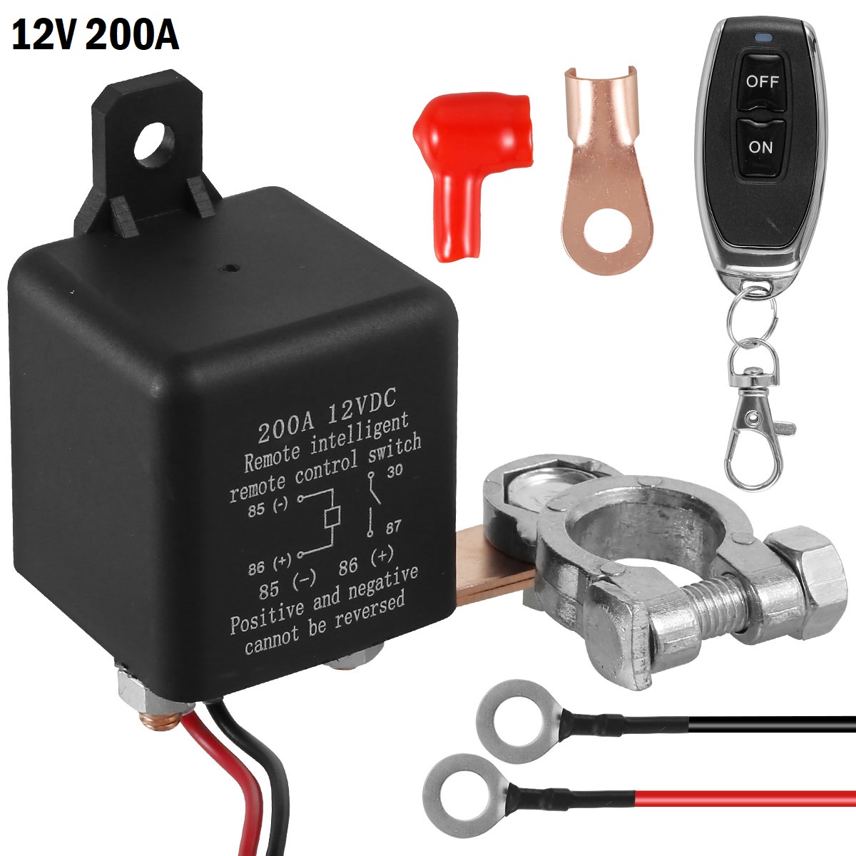 Relé de interruptor de batería de 12V, Control remoto, desconexión de batería, interruptor aislador de corte, interruptor de apagado de batería antirrobo para coche y barco