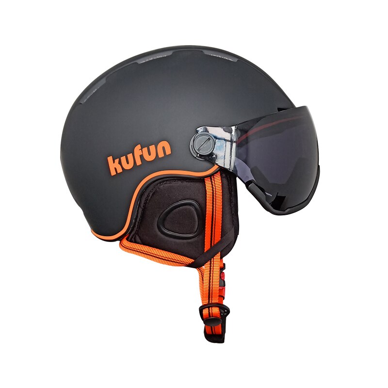 Ski helm bril Integraal gevormde ultralichte helm mannen en vrouwen enkele en dubbele boord outdoor skiën apparatuur: Black / M