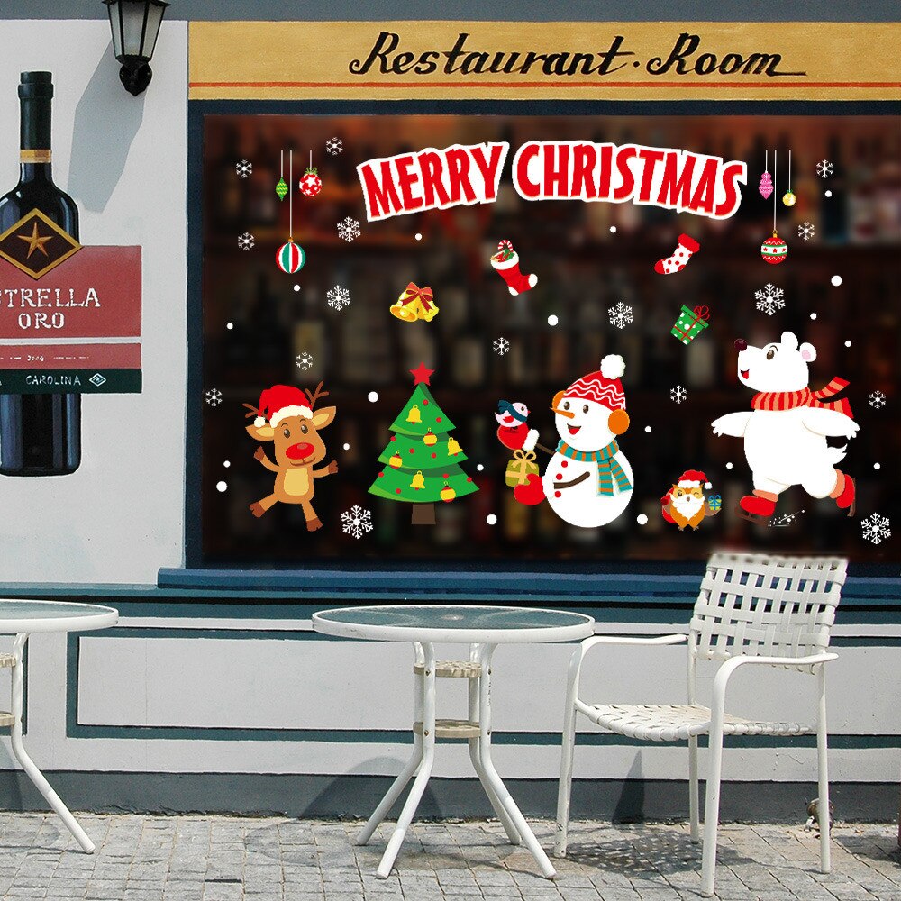 Christmas decoration self-adhesive-free window sticker glass electrostatic stickers Year Flakes shop wall sticker