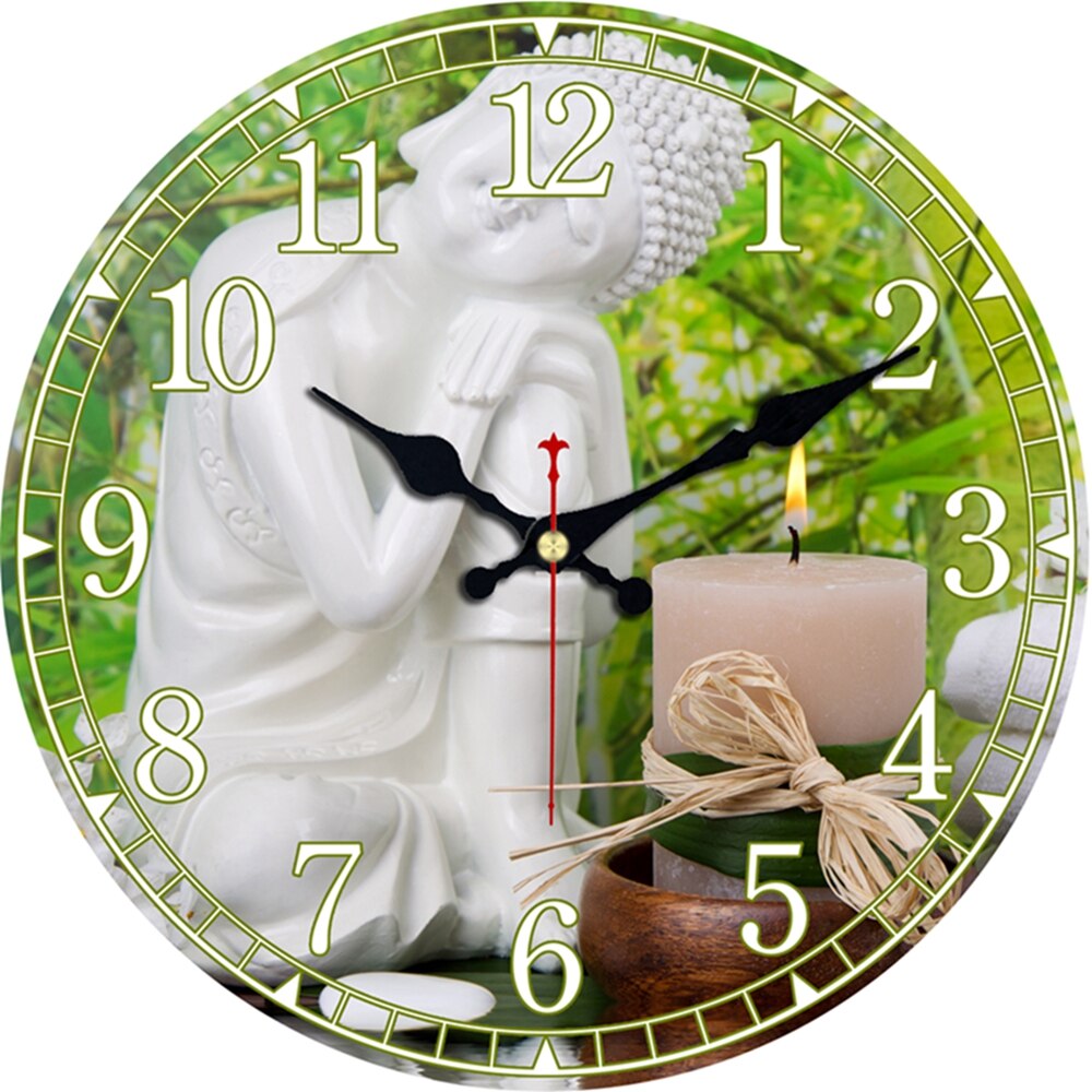 WONZOM-montre murale silencieuse orchidée | Statue de bouddha pour décoration de maison, horloge murale Large, son pas de tic, décoration créative: 23436 / 12inch(30cm)