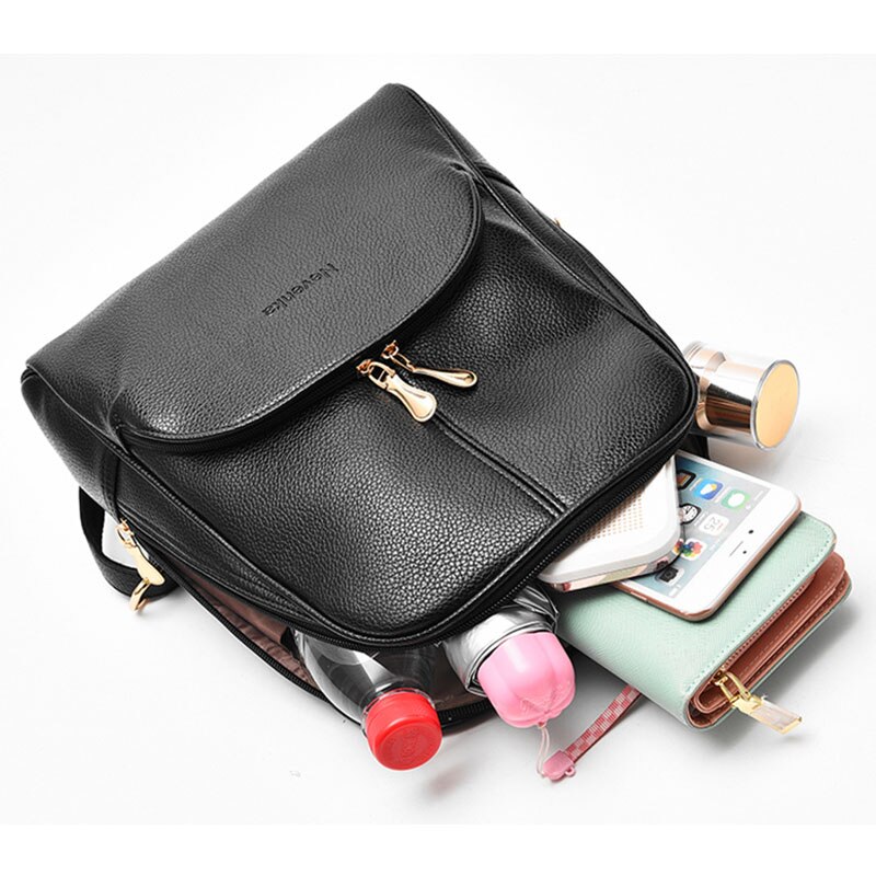 Women Backpack Leather Bag Feminine Sac A Dos School Bags For Teenager Girls Female Travel Red White Large Capacity