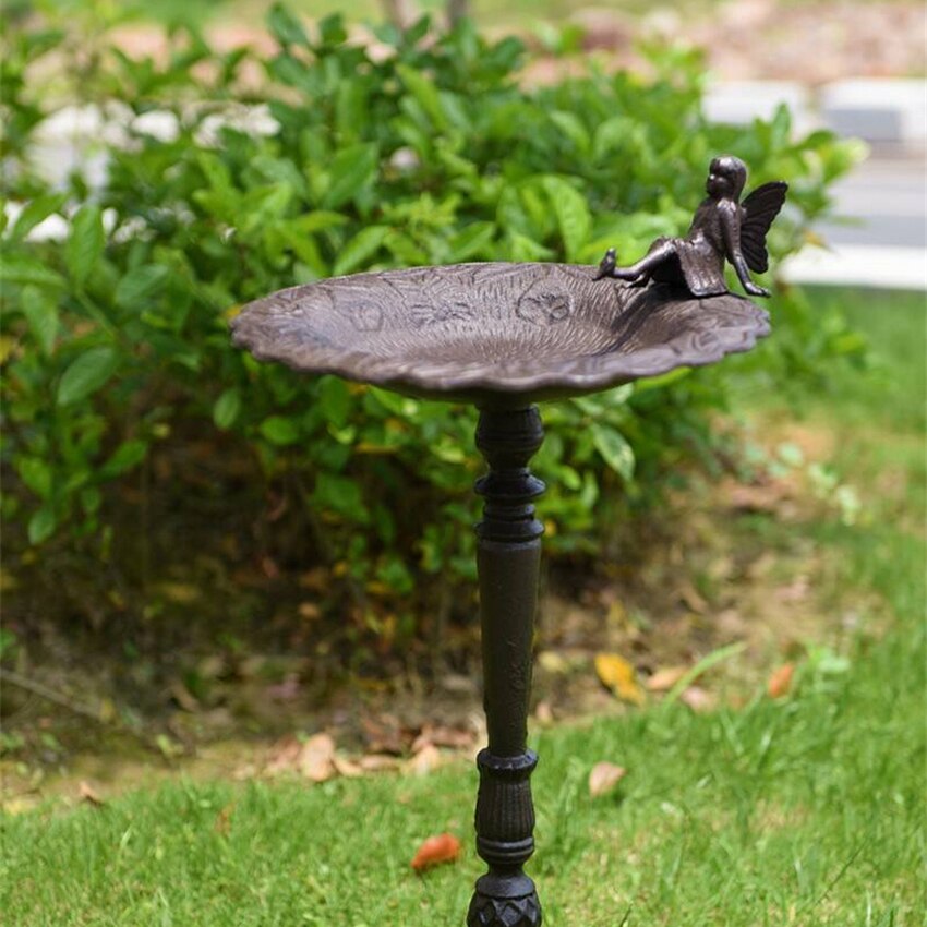 Outdoor Bird Feeder Cast Iron Vertical Floor Bird Feeder High Pole Bird Feeding Bowl Home Garden Decoration Feeding Bird Supplie